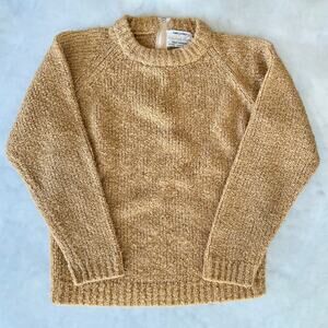 Vintage Tan Hand Knit Nubby Raglan Crewneck Sweater / XS S